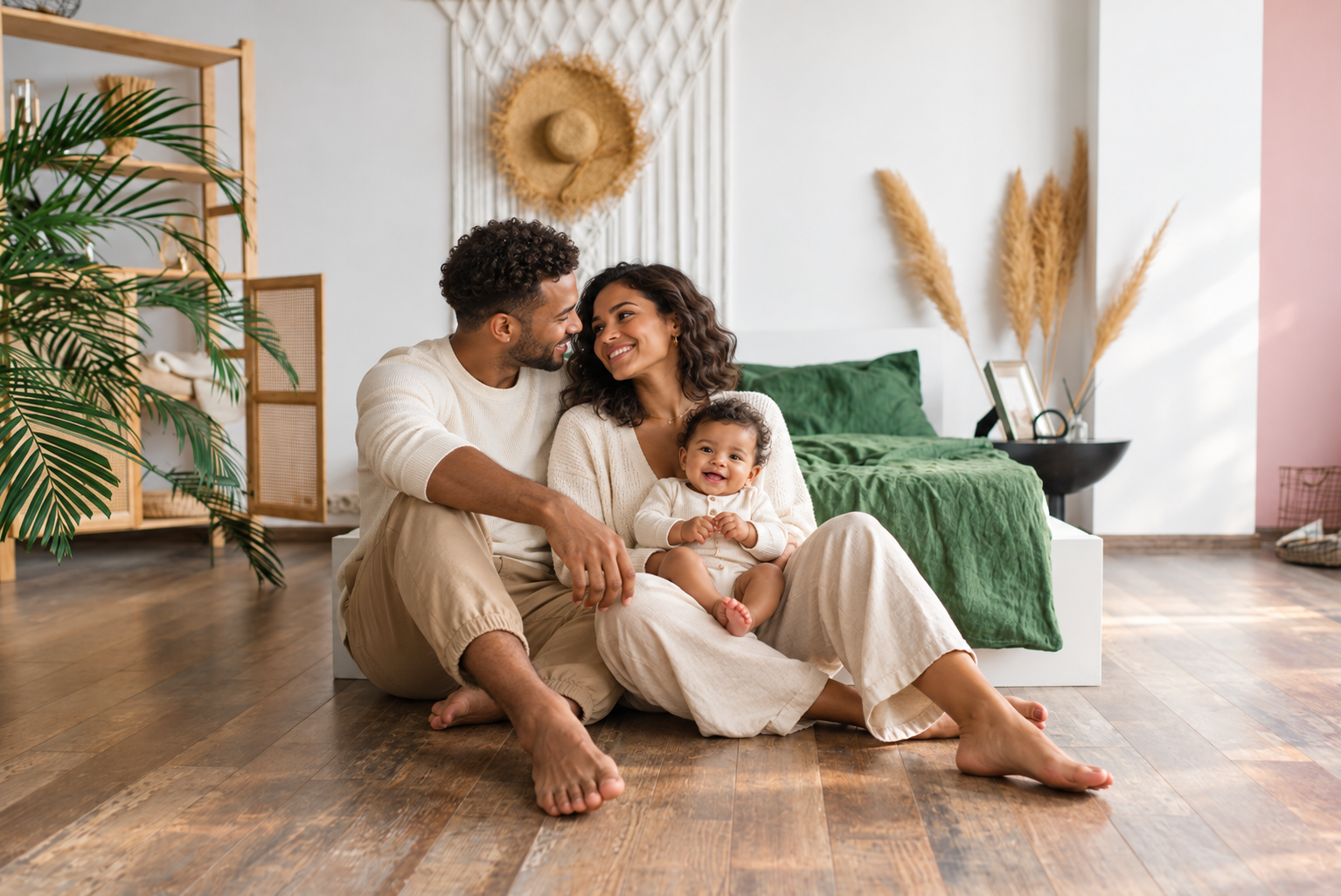 Family relaxing together in a living room
